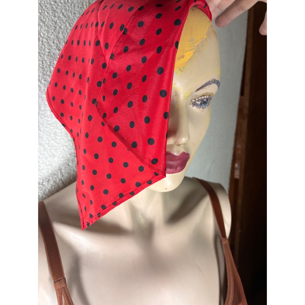 Unbranded Polka Dot Scarf Womens OS Red Excellent Retro Silky Neckerchief